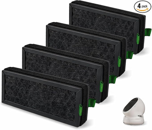 4 Pack Air Filter Replacement Compatible with PETLIBRO Luma Smart Cat Litter Box, 800 Iodine Value Activated Carbon Filter, Strong Odor Control, Multi-Layer Filtration for Fresh Air