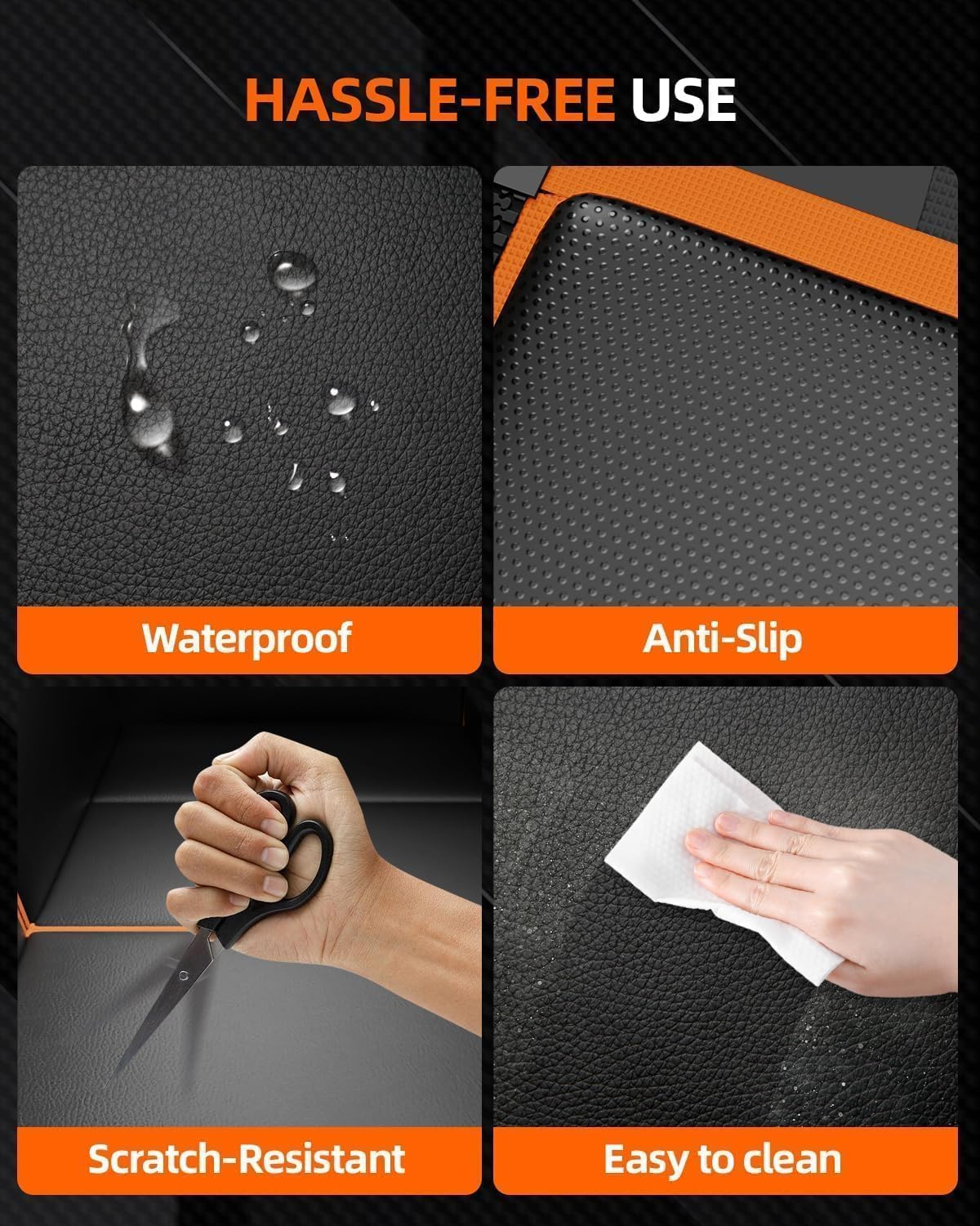 6-in-1 Leather Dog BackSeat Extender, Hard Bottom 40/60 Split Waterproof Car Back/Front Seat Cover, Rear Hammock Carseat Protector, Large Size Pet Mat for SUV/Truck/Cargo, Vehicle Bed Travel Accessory