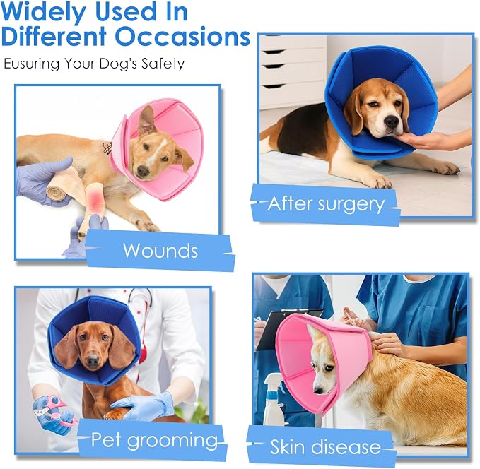 AOFITEE Dog Cones for Medium Dogs, Soft Dog Cone Collar After Surgery, Adjustable Cone for Dogs to Stop Licking, Breathable Pet E-Collar Alternative for Wound Healing(Blue,Medium)