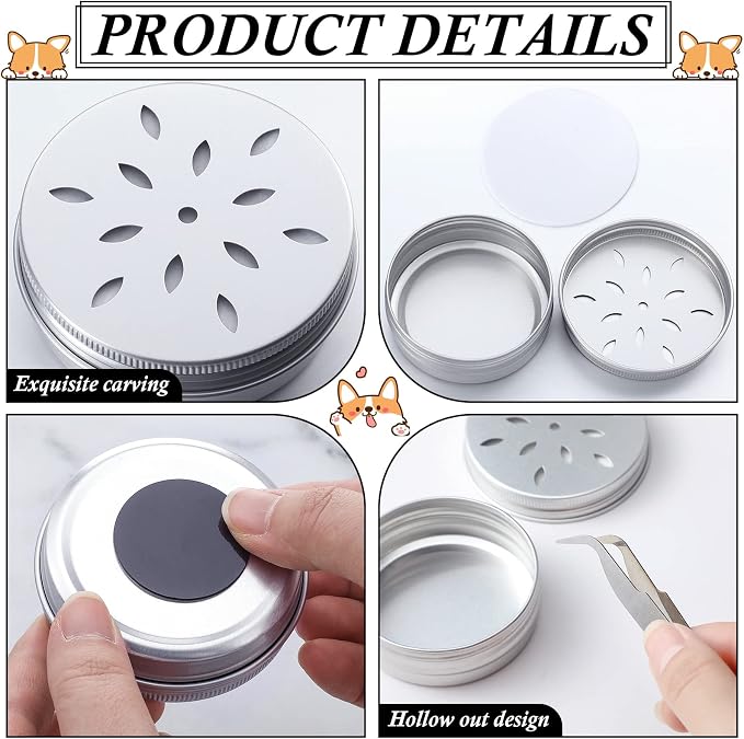Shimeyao 59 Pcs Dog Scent Training Kit, 24 Scent Training Box Dog Nose Work Containers Aluminum Cans 24 Magnetic Dots 10 Plastic Dropper with 1 Tweezer for Work