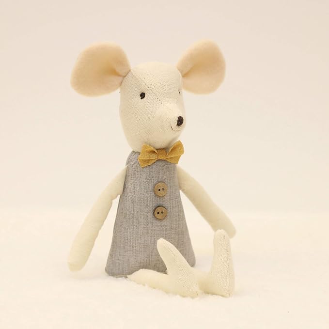 mousemic Mouse Family Dolls Stuffed Animal Toy Birthday Gift Mini Plush Toy Gray