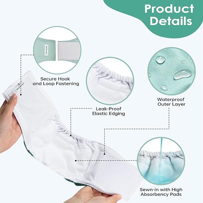 5 Pack Dog Diapers Male Reusable Belly Bands Washable for Large Male Dogs, High Absorbency for Puppy & Doggy, Size XL