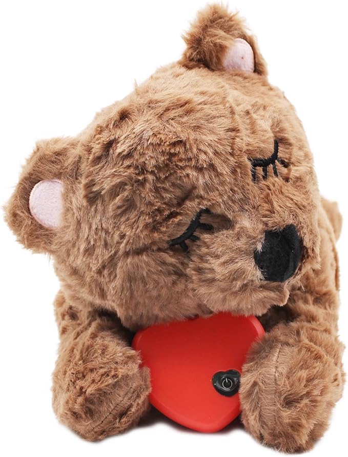 3T GROUP Puppy Heartbeat Toy Sleep Aid for Dog Heartbeat Toy for Puppy Essentials Stuffed Animal Anxiety Relief Plush Pillow Calming Aid Toys(Coffee)
