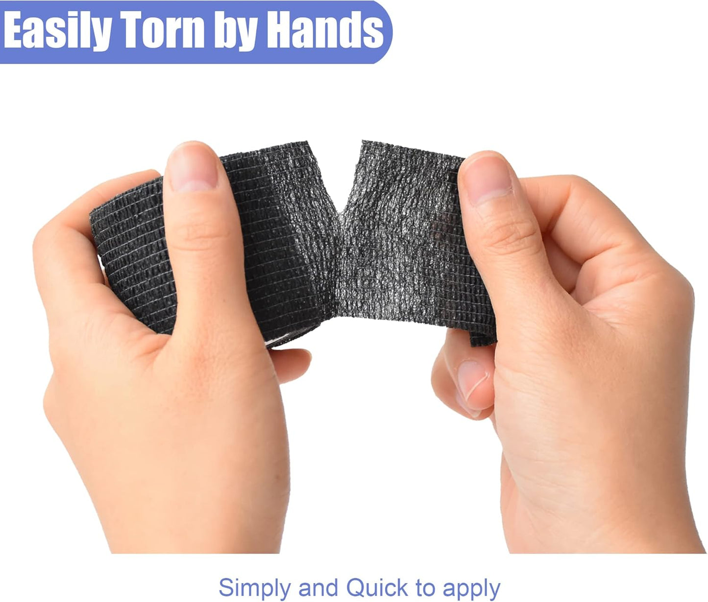 9 Pack 2" x 5 Yards Self Adhesive Bandage Wrap Self Stick Wrap for Ankle, Wrist, Finger, Sports, Breathable Cohesive Vet Tape for Pets (Black)