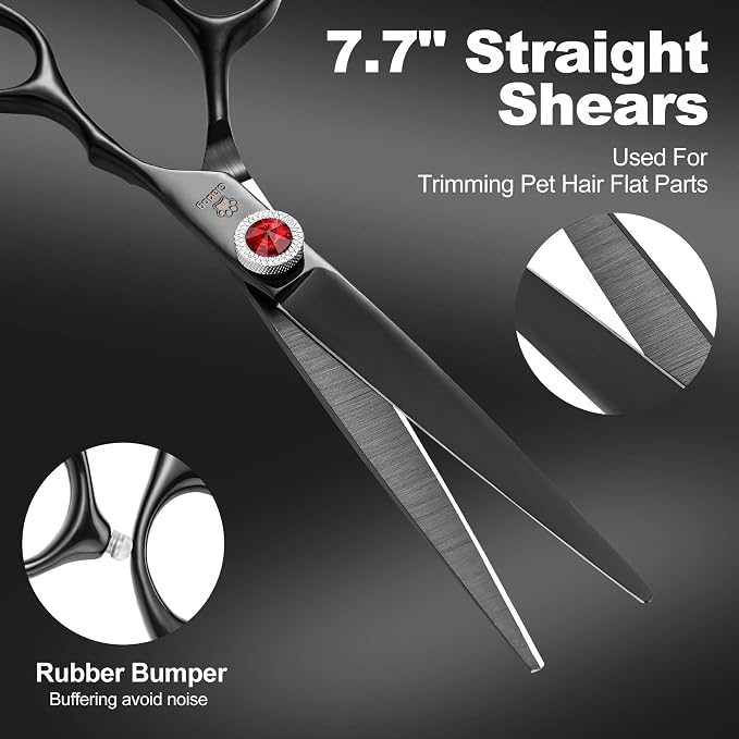 7 Inch Titanium Professional Dog Grooming Scissors Kit & Blue Set