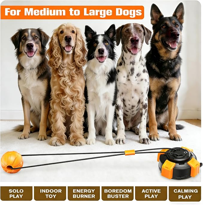 Suction Cup Dog Toy & Chew Toy for Aggressive Chewers - Interactive Tug of War Toy with Steel Rope for Large & Medium Dogs, Unbreakable Pull Toy for Mental Stimulation & Boredom Relief