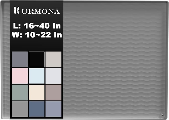 URMONA 28'' x 22'' Waterproof Silicone Under Sink Mat Cabinet and Counter Protector, Shelf Liner for Kitchen and Bathroom, Storage and Organizers, Litter Mat, Pet Cat Puppy Essentials（White Sand）