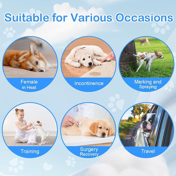 90 Count Dog Diapers Male, Disposable Small Male Dog Wraps Super Absorbent Puppy Doggie Diapers for Heat Excitable Urination Incontinence Waist 11-16.5 inch Small Dog - Blue