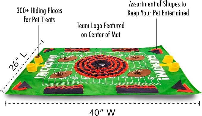 NFL New England Patriots Pet Snuffle Mat, Football Field Feeding Game, Interactive Dog Sniffing Food Puzzle Mat Toy, Pet Foraging Mat, Slow Feeding Healthy Cat, Pet Treat Puzzle