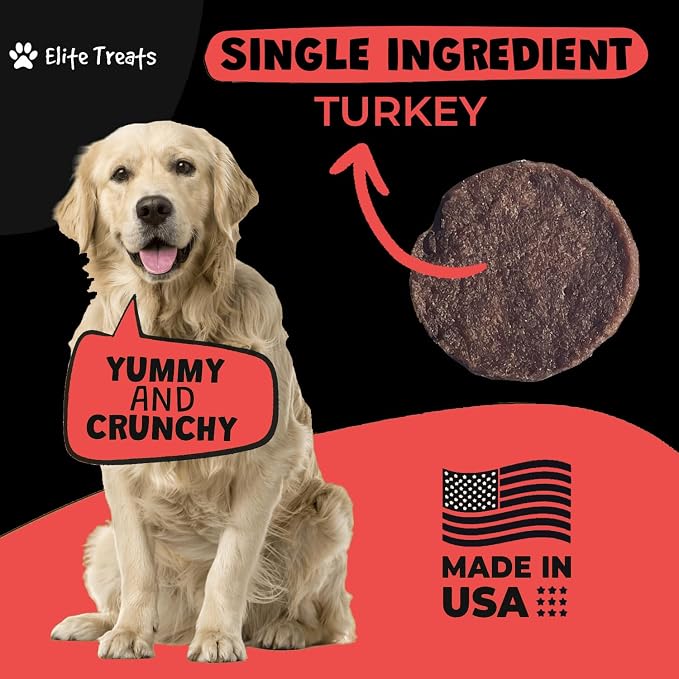 Turkey Dog Treats All Natural, Dehydrated Single Ingredient Dog Treat, Made in USA Doggie Turkey Chips for Small to Large Dogs, 12oz