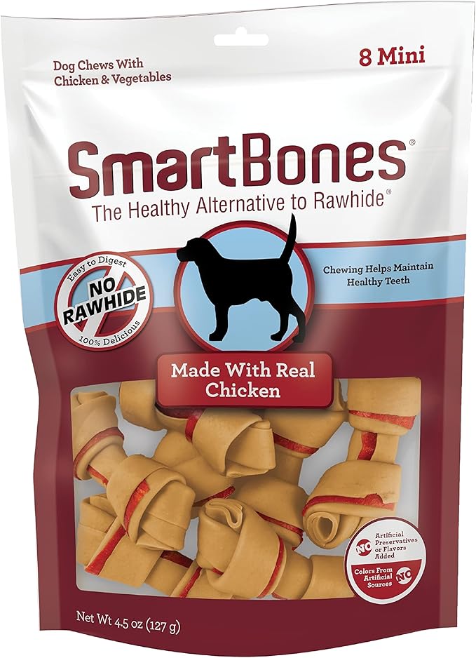 Smartbones with Real Chicken Mini Chews 8 Count, Rawhide-Free Chews for Dogs