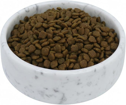 OOBOOB Natural Marble Dog Bowls, Non-Slip Heavyweight Dog Food Bowl and Dog Water Bowl for Dogs and Cats, Minimalist Design with Unique Veining, 32 Oz Capacity for Small to Medium Pets