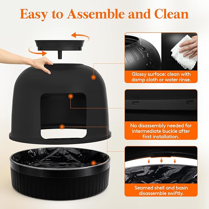Lifewit Cat Litter Box, Hidden Enclosure Litter Tray with Odor Control & Carbon Filter in Living Room, Bedroom, Corner with Faux Plant& Plastic Scoop, Litter Liner, 48 x 120 cm/19x47, Black