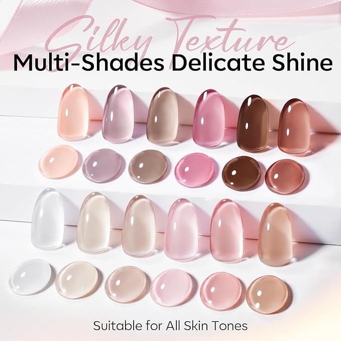 Modelones 15ML 12Pcs Gel Nail Polish Set, Same Color Same Bottle Nude Pink Milky White Beige Skin Tones Neutral Brown Hema-free Gel Polish Kit Spring Soak Off Gel Polish Set Manicure Nail Art
