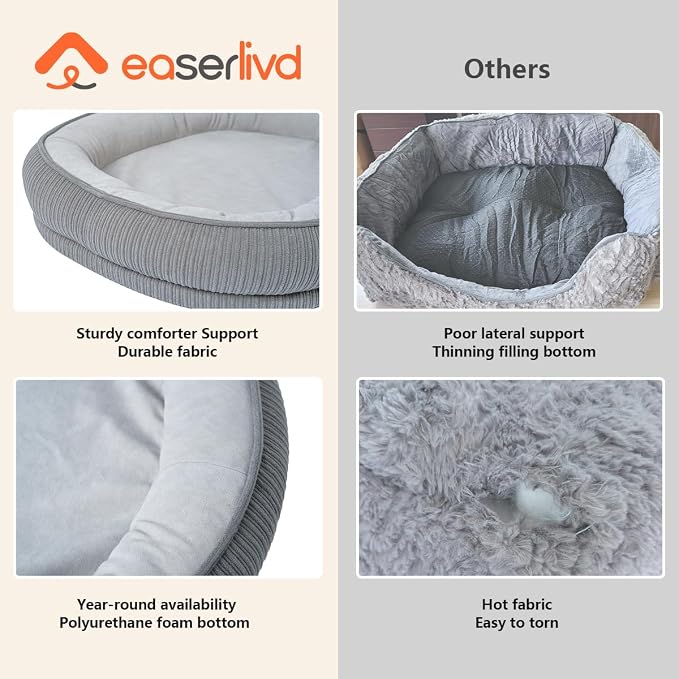 Washable Pet Cat Dog Bed Small Medium,Memory Foam Calming Pet Puppy Dog Crate Beds Cushion for Small Medium size Dogs Indoor Cats Crate,Pet Dog Cat Crate Mat with Detachable Bottom and Bolster Cushion
