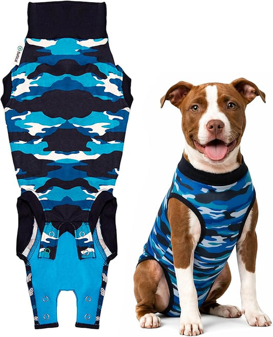 Suitical Recovery Suit for Dogs - Spay & Neutering Dog Surgery Recovery Suit for Male or Female - Soft Fabric for Skin Conditions - M - Neck to Tail 21.7-27.2 Inch, Chest 25-35.5 Inch -Blue Camouflage