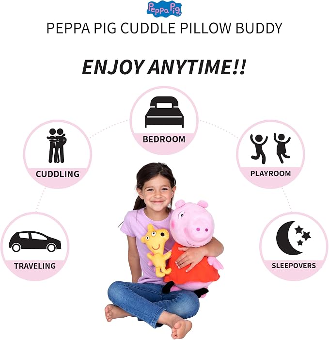 Peppa Pig Kids Bedding Super Soft Plush Cuddle Pillow Buddy, (Officially Licensed Product) By Franco