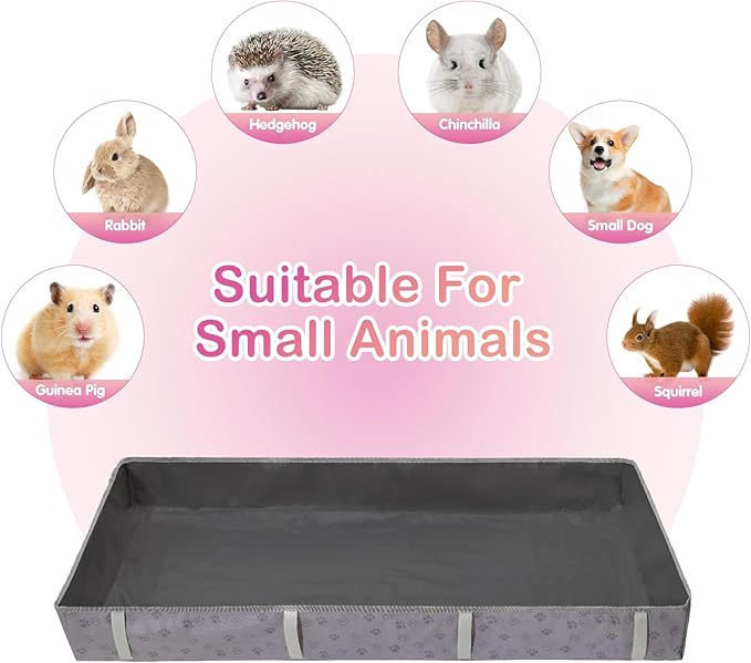 FunFurry Waterproof Guinea Pig Cage Liner,Washable Tarp Bottom Base,Cage Liners for Small Animals,Hamster Chinchilla Hedgehog Ferret Rabbit. (Dark Grey-Paw, 24" X 48")