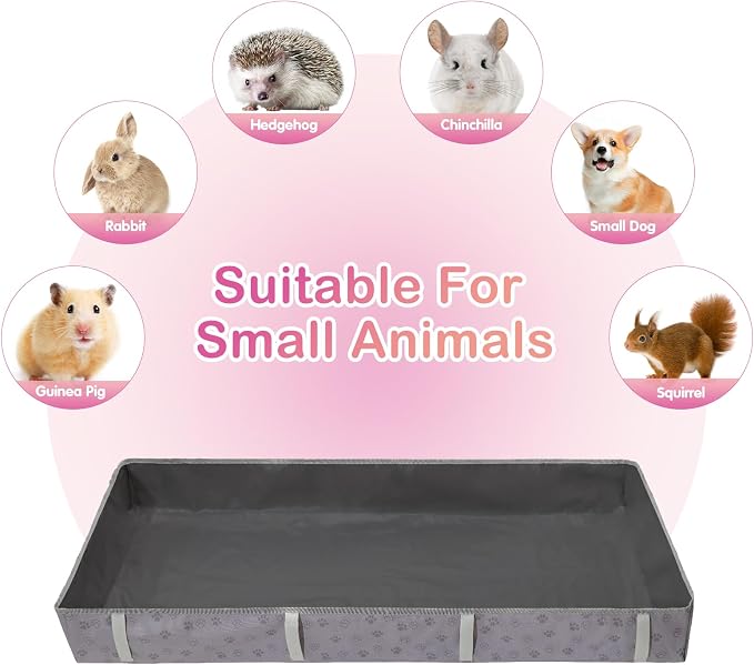 Funfurry Waterproof Guinea Pig Cage Liner,Washable Tarp Bottom Base,Cage Liners for Small Animals,Hamster Chinchilla Hedgehog Ferret Rabbit. (Dark Grey-Paw, 24" X 24")