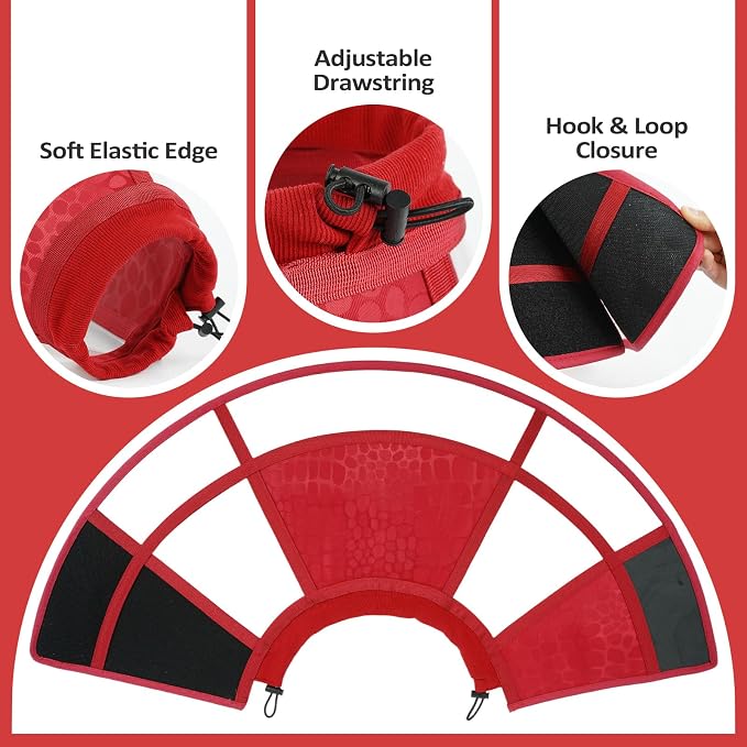 Dog Cone Collar for After Surgery Recovery, Soft Adjustable Elizabethan Collar for Small Medium Large Dogs, Comfortable Anti-Lick Cone for Wound Healing (Red S)