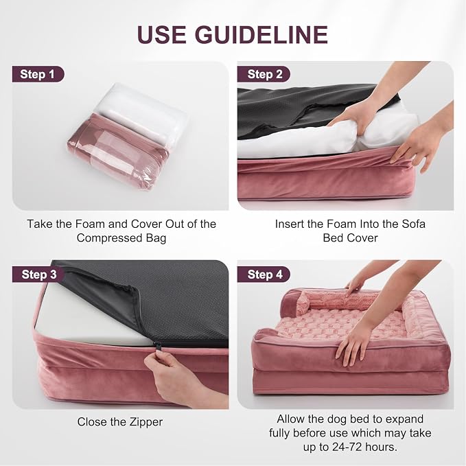 FURTIME Orthopedic Dog Bed for Medium Size Dog, Waterproof Dog Beds, 35x25x6.5 Supportive Foam Pet Couch Bed with Removable Washable Cover and Nonskid Bottom
