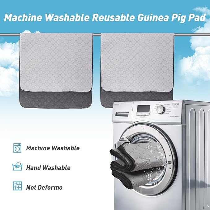 Guinea Pig Cage Liners 48''X60'', 2 Pack Guinea Pig Bedding Washable, Non Slip Reusable Super Absorbent Guinea Pig Pee Pads Mats Fleece for Small Animals Hamster Rabbit Chinchilla Rat