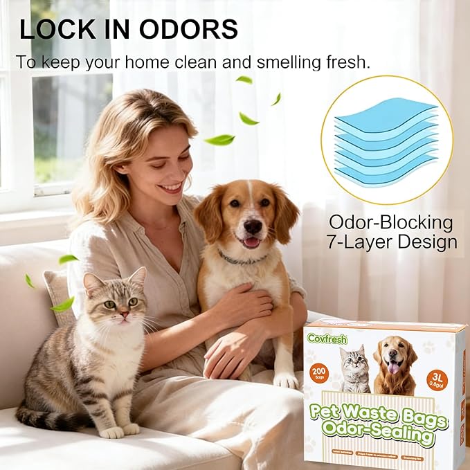 Odor Sealing Dog Poop Bags with Handles – 160 Count – Large Capacity | Heavy Duty Thick Pet Waste Bags - Leak Proof, Odor - Blocking (White)