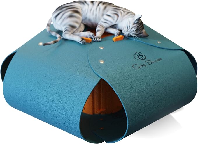 Cat Tunnel, Cat Cave for Indoor Cats Bed,Scratch Resistant Cat Toys for Medium Large Cats Hide and Seek Toy (Peacock Blue)
