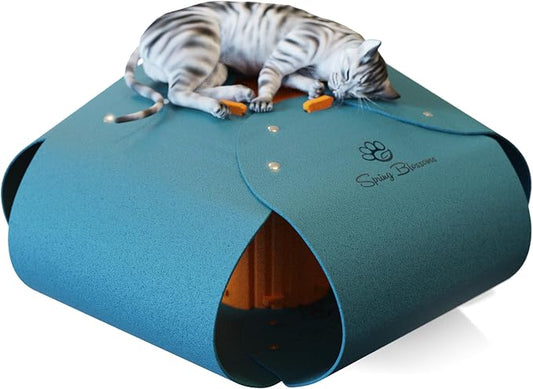Cat Tunnel, Cat Cave for Indoor Cats Bed,Scratch Resistant Cat Toys for Medium Large Cats Hide and Seek Toy (Peacock Blue)