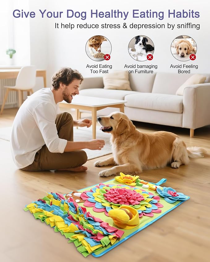 Snuffle Mat for Dogs -30.7 * 18.9inch Pet Treats Feeding Mat, Interactive Dog Puzzle Toy for Boredom, Dog Feeding Mats for Slow Feed, Relieve Anxiety, Encourages Natural Foraging Skills