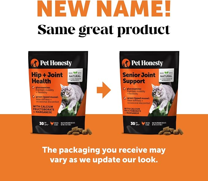 Senior Cat Joint Supplement Crunchy Creamy Hip + Joint for Cats - Ease Mobility Stiffness with Glucosamine Chondroitin, Green Lipped Mussel, Flexibility + Joint Support Chews (30-Day Supply)