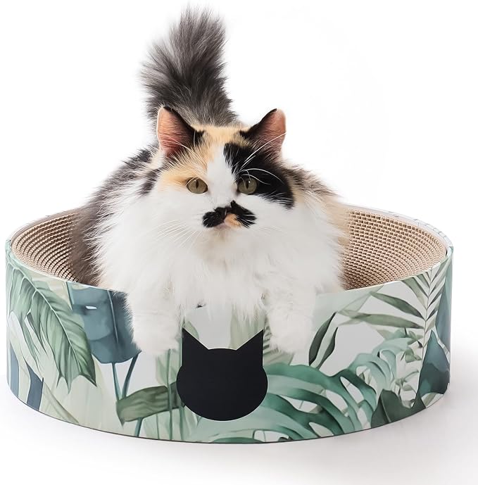 Necoichi Cat Scratcher Bowl for Indoor Cats - Cat Scratching Lounger with Reversible Usability and Extra Comfort for Lounge, Cardboard Bed Couch