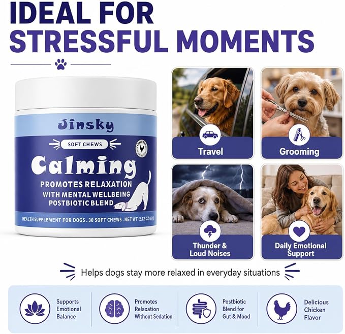 Emotional Support Softening Chewable Tablets (Chicken Flavor), containing Flaxseed Complex, Chamomile, melatonin, Passion Fruit, L-theanine (30 Capsules/Box) * 2 Box