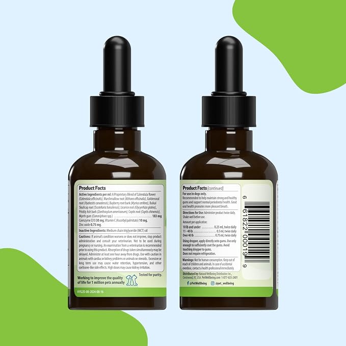 Pet Wellbeing - Healthy Gums for Dogs - Natural Supplement for Healthy Gums, Teeth and Breath Against Dog Gingivitis - 2oz (59ml).