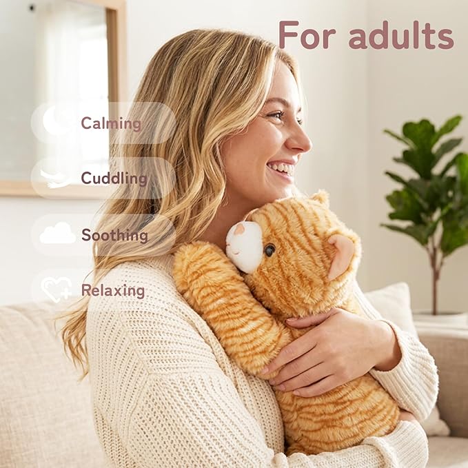 Niuniu Daddy 20" | 3.3 Pound Weighted Orange Cat Stuffed Animal Plushie for Adults & Kids, Large Weighted Lap Pillow for Comfort, Soft Sensory Stuffy Toy as Gift for Holidays
