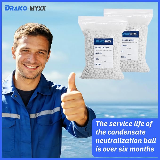 2026 Upgraded Condensate Neutralizer 6.6 lbs, 2-Packs, Acidic Condensate Neutralizer Pellets, 7-8mm Pellets for Water Heater Media Filter(2 Packs)