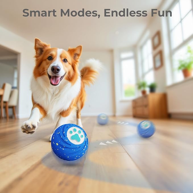 Lovkid Smart Interactive Dog Toys – Vibrating & Rolling Chew-Resistant E-TPU Dog Ball for Aggressive Chewers, USB-C Rechargeable and Waterproof, Keep Dogs Busy and Entertained(Blue)