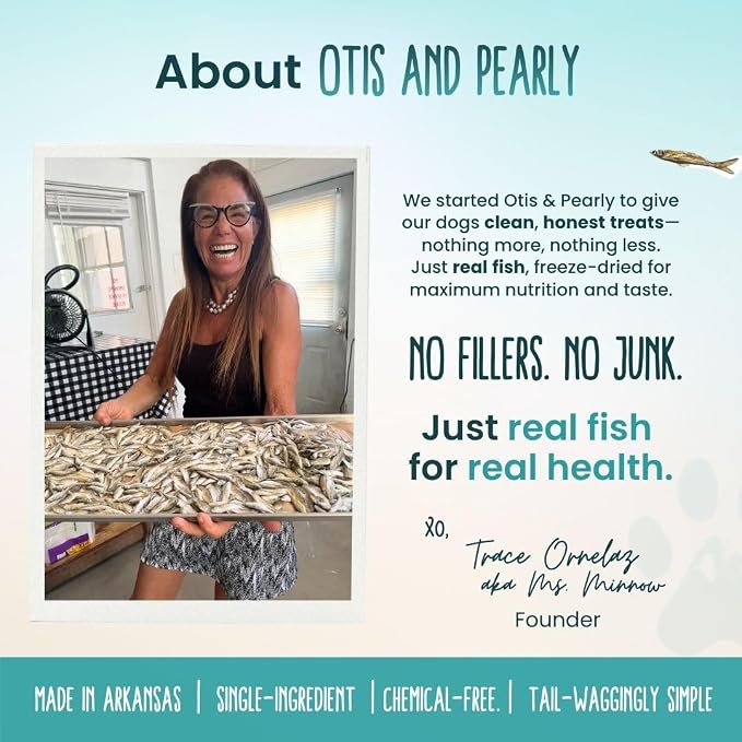 Otis & Pearly Freeze Dried Minnow Dog Treats - Single Ingredient, Made in USA - Healthy Protein Treat for Small, Medium, Large Breeds, Cats (6 oz)