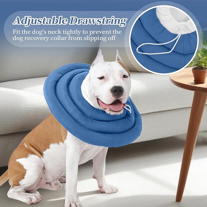 IDOMIK Dog Recovery Collar, Waterproof Soft Dog Cone After Surgery, Comfy Protective Elizabethan Collar Alternative for Dogs Cats, Adjustable Pet Neck Donut Cone Anti-Licking Biting Wounds,Navy,XL