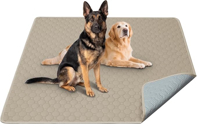 H.VERSAILTEX Premium Washable Pee Pads for Dogs 1 Pack Super Absorbent 100% Waterproof Reusable Non-Slip Quilted Puppy Training Pads for Crate Playpen Whelping & Potty Training(72"x72", Beige)