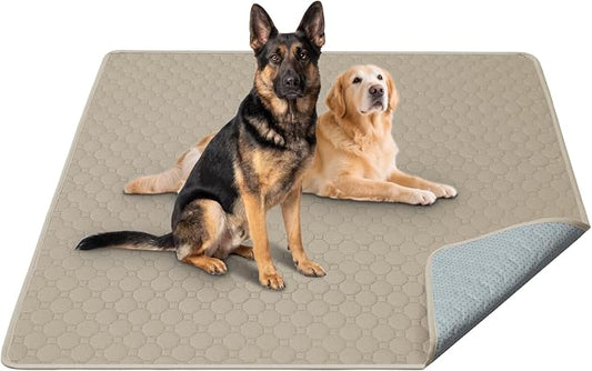 H.VERSAILTEX Premium Washable Pee Pads for Dogs 1 Pack Super Absorbent 100% Waterproof Reusable Non-Slip Quilted Puppy Training Pads for Crate Playpen Whelping & Potty Training(72"x72", Beige)