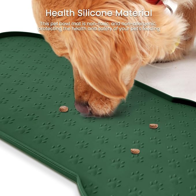 PWTAA Dog Food Mat Anti-Slip Silicone Dog Bowl Mat Thicker Pet Placemat Waterproof Cat Feeder Pad with Raised Edge Puppy Kitten Feeding Mats Suitable Small Medium-Sized Dogs Cats Eating Tray