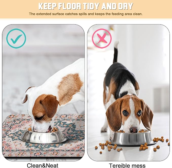 Dog Food Mat for Floors Waterproof Quick Dry Pet Placemat Cat Feeding Bowls Mats for Food and Water, Eco-Friendly Dog Accessories Diatomite Pets Supplies 16" X 24"
