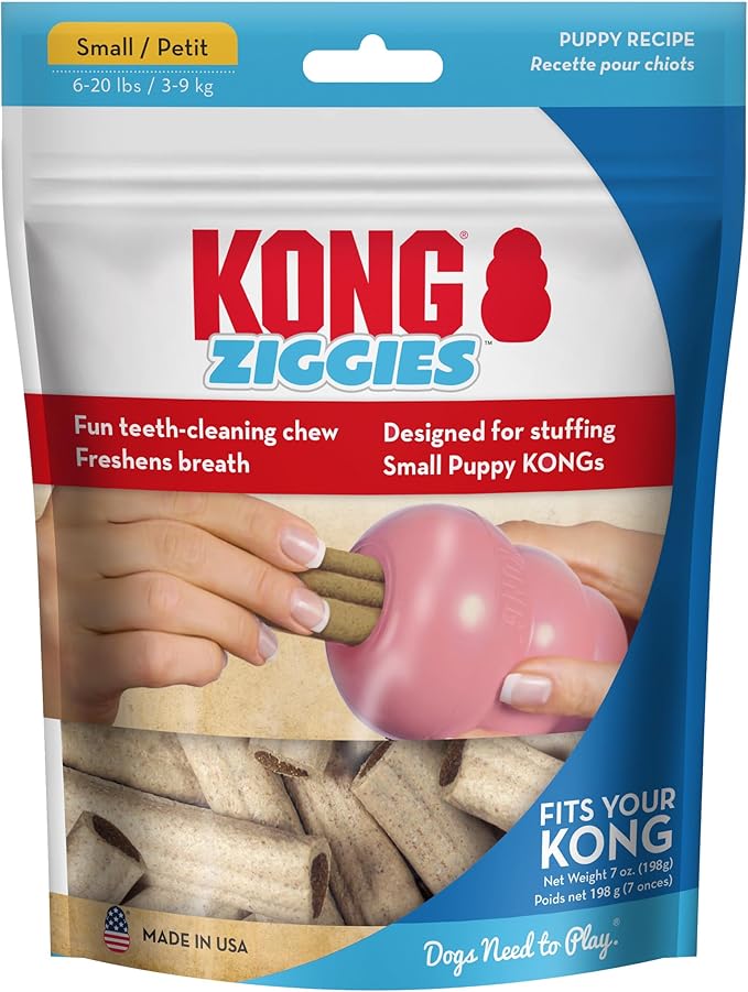 KONG Puppy Ziggies Dog Treats 2 Pack (Small, Original)- Teeth Cleaning Dog Treats for Puppies, Long-Lasting Chews, Works Classic Rubber Toys