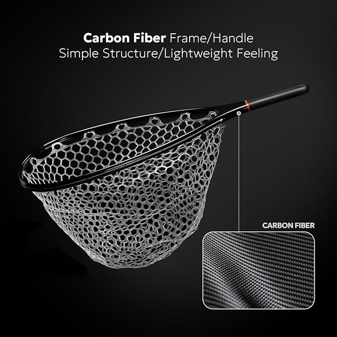 SF Fly Fishing Landing Net Soft Rubber Mesh Trout Net Catch and Release Net