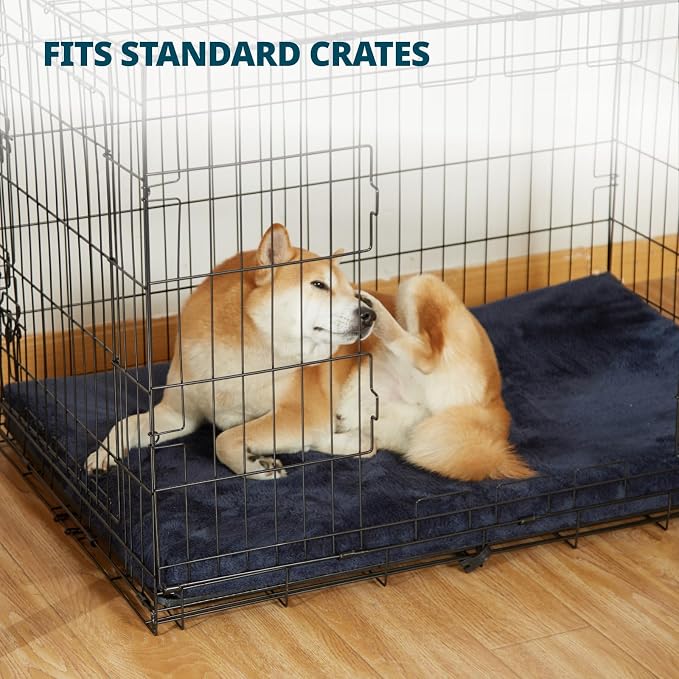 LIORCE Dog Crate Pad - Dog Bed Large Sized Dogs with Removable Washable Cover and Waterproof Lining - Memory Foam Pet Bed for Crate - Reversible Kennel Mat (Cool & Warm), 36-inch, Dark Grey