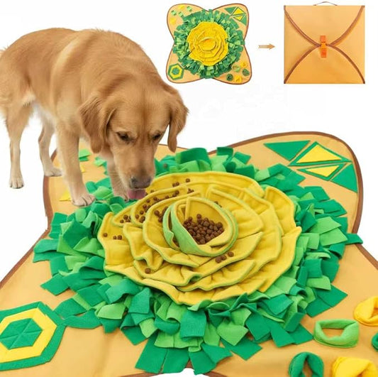 Snuffle Mat for Dogs Breed - Interactive Dog Toys for Boredom - Sniff mat - Mental Stimulation - Enrichment Toys- Slow Feed- Washable & Foldable (Orange, Large)