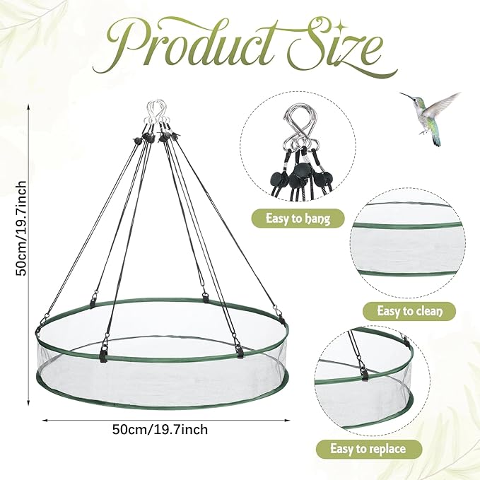 FoldTier 1 Pieces Universal Wild Bird Seed Catcher Hanging Hoop Platform Bird Seed Catcher Tray for Hummingbird Feeders Bee Feeder Outdoor Garden Accessories (24 Inch)