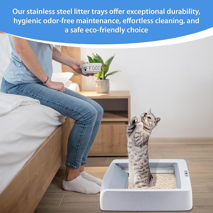 Stainless Steel Reusable Litter Tray Compatible with Petsafe Scoop-Free Self-Cleaning Cat Litter Boxes - Never Absorbs Odor, Stains, or Rusts (Stainless Steel Litter Tray) (Extra Deep)
