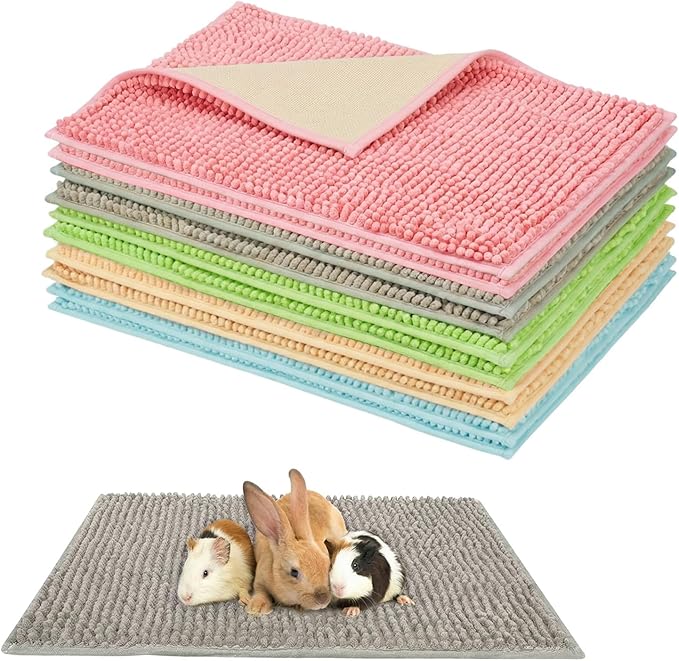 20 PCS Guinea Pig Cage Liners 30 x 40 cm (12 x 16 in) Washable Reusable Fleece Pee Pads with Non Slip Backing for Small Animals Rabbit Bunny Hamster